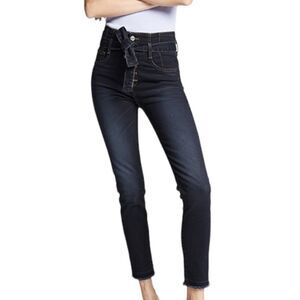 Veronica Beard Keith Corset Ankle Raw Hem Denim Dark Blue Jeans Size 31